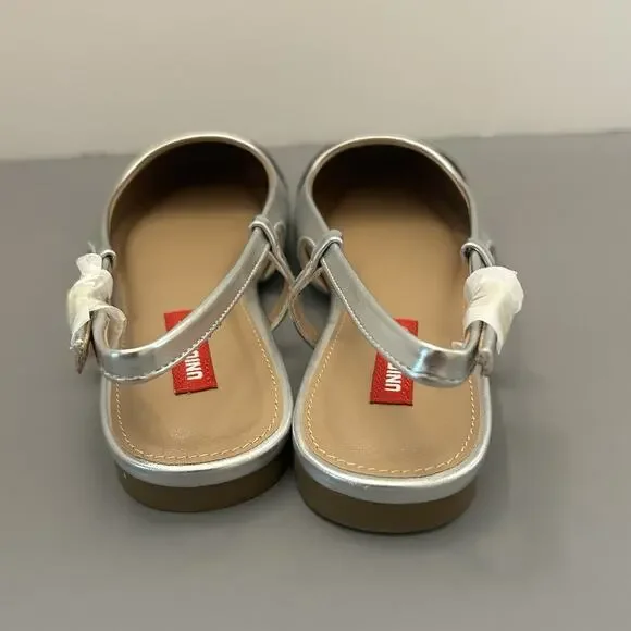 UNIONBAY Women's Cassidy Ballet Flat Sandal Silver/Black New w/ Box 7M - Picture 3 of 9